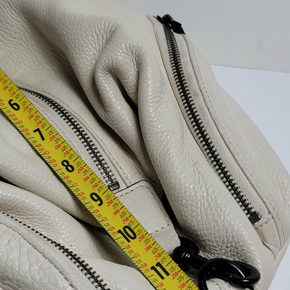 Rebecca Minkoff Julian Gray Leather Medium Backpack Pebbled White Cream - Picture 10 of 12
